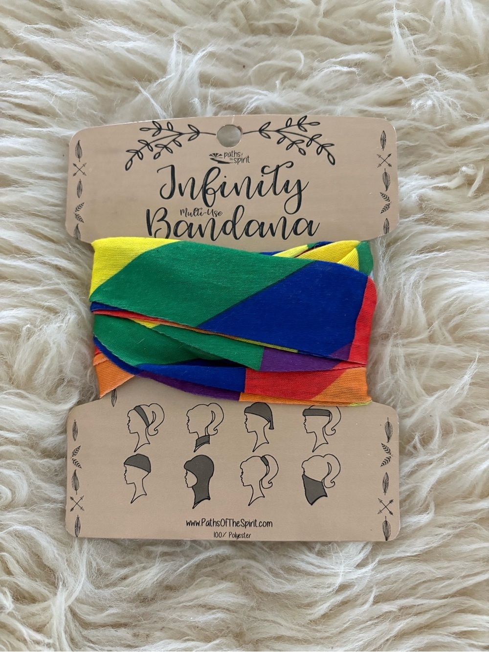 NWT Paths of the Spirit Rainbow Infinity Bandana Multicolor